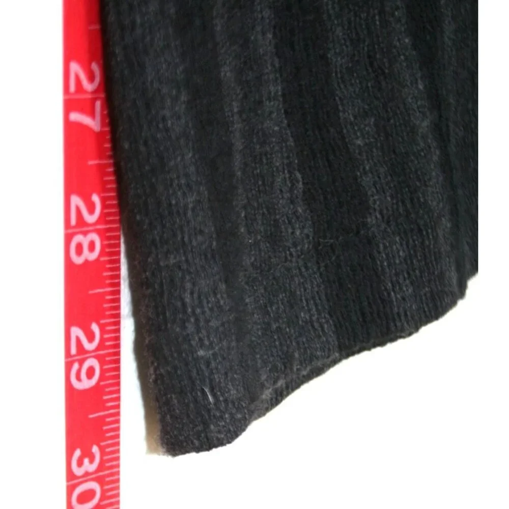 Su-Zen Wool Blend Cardigan Sweater Women L Black Gray Stripe Made in USA Artisan - Picture 8 of 9